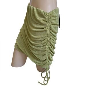 Elodie Green Ruched Women's Mini Skirt size L NWT